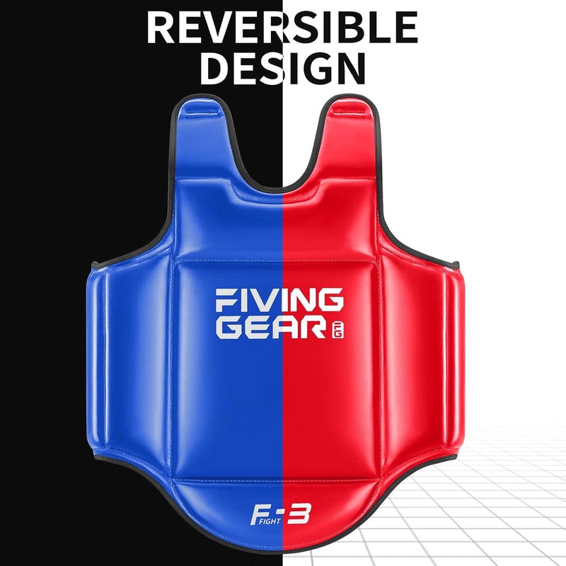 FIVING Boxing Body Protector Reversible, MMA Muay Thai Chest Guard, Sparring Training Heavy Punching Shield, Martial Arts Upper Belly Protection Pad, Taekwondo Vest - Image 5